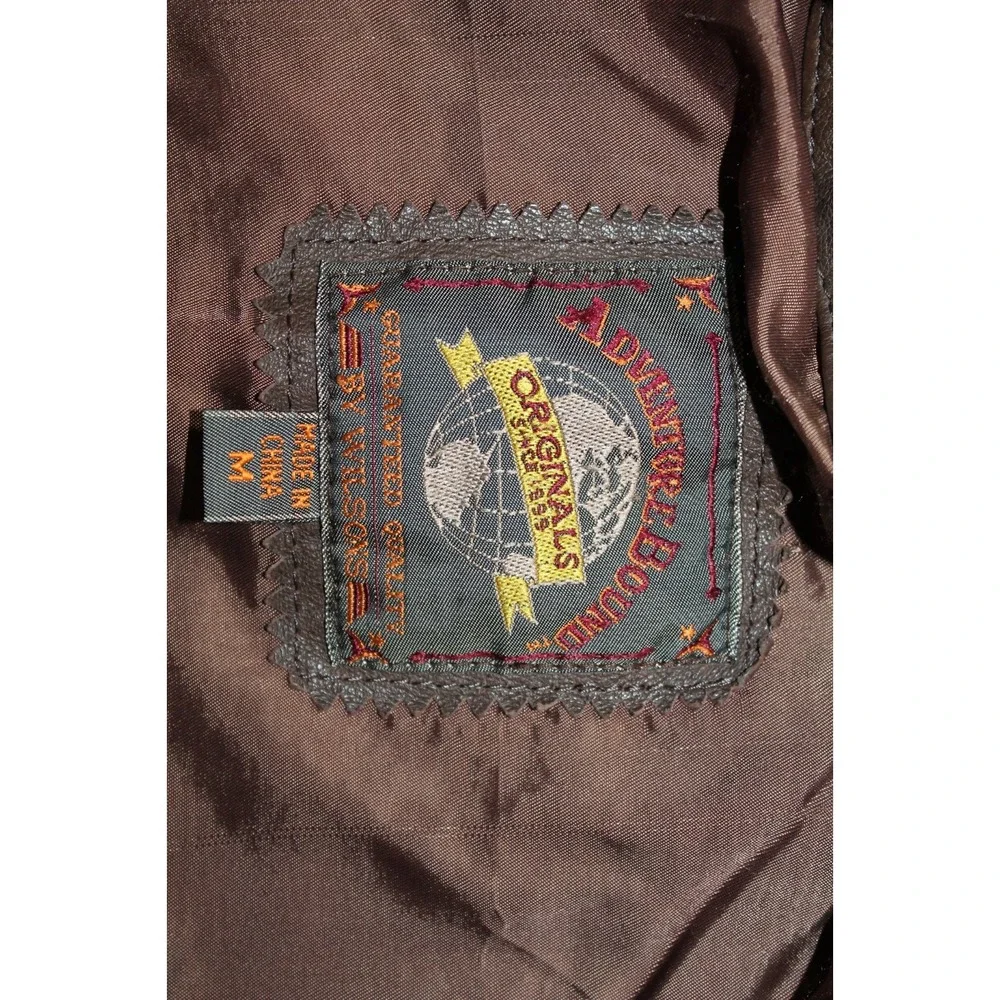 Adventure Bound Originals Brown Leather Bomber Motorcycle Jacket Mens M